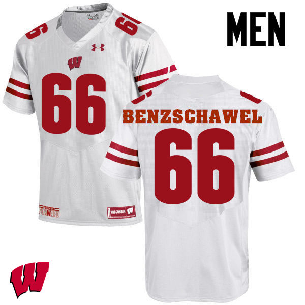 Wisconsin Badgers Men's #66 Beau Benzschawel NCAA Under Armour Authentic White College Stitched Football Jersey ER40W51MA